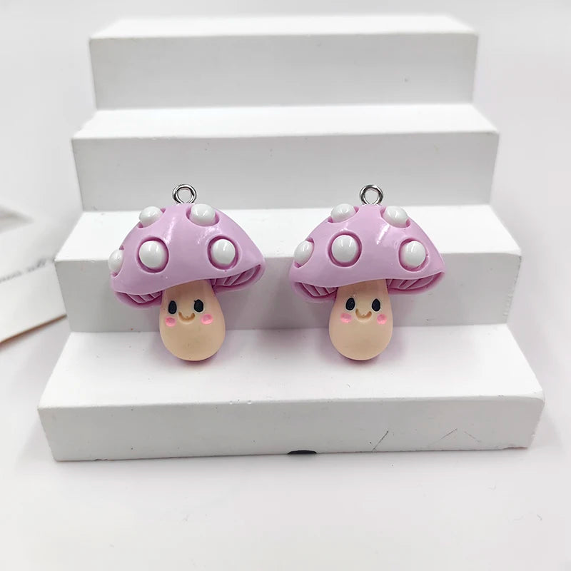 10pcs Kawaii Mushroom Charms – Flatback Resin Charms for Jewelry & Crafts
