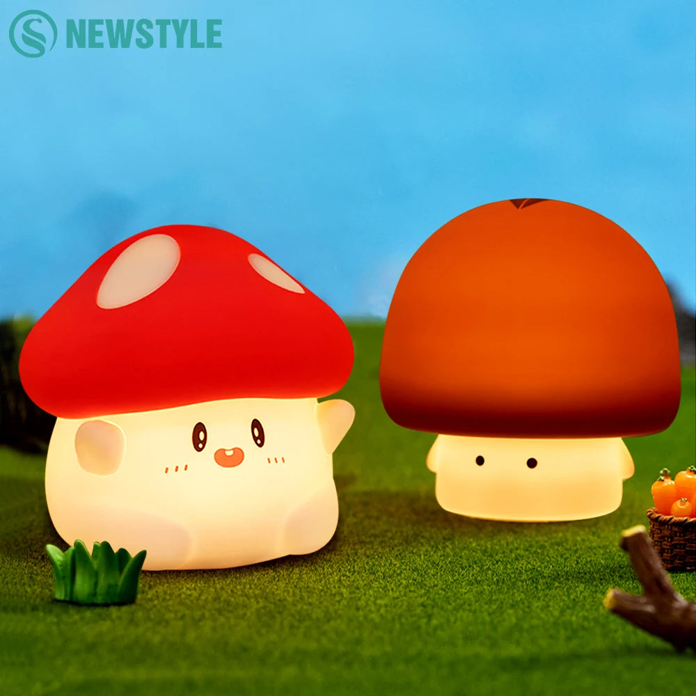 Hug Mushroom Night Light – Soft Silicone LED Lamp for Cozy Rooms