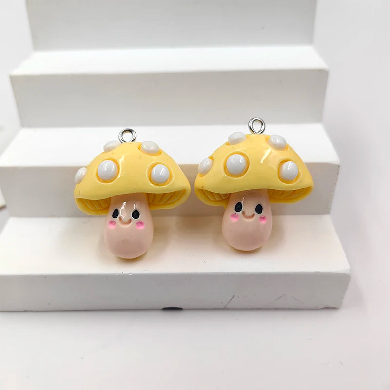 10pcs Kawaii Mushroom Charms – Flatback Resin Charms for Jewelry & Crafts