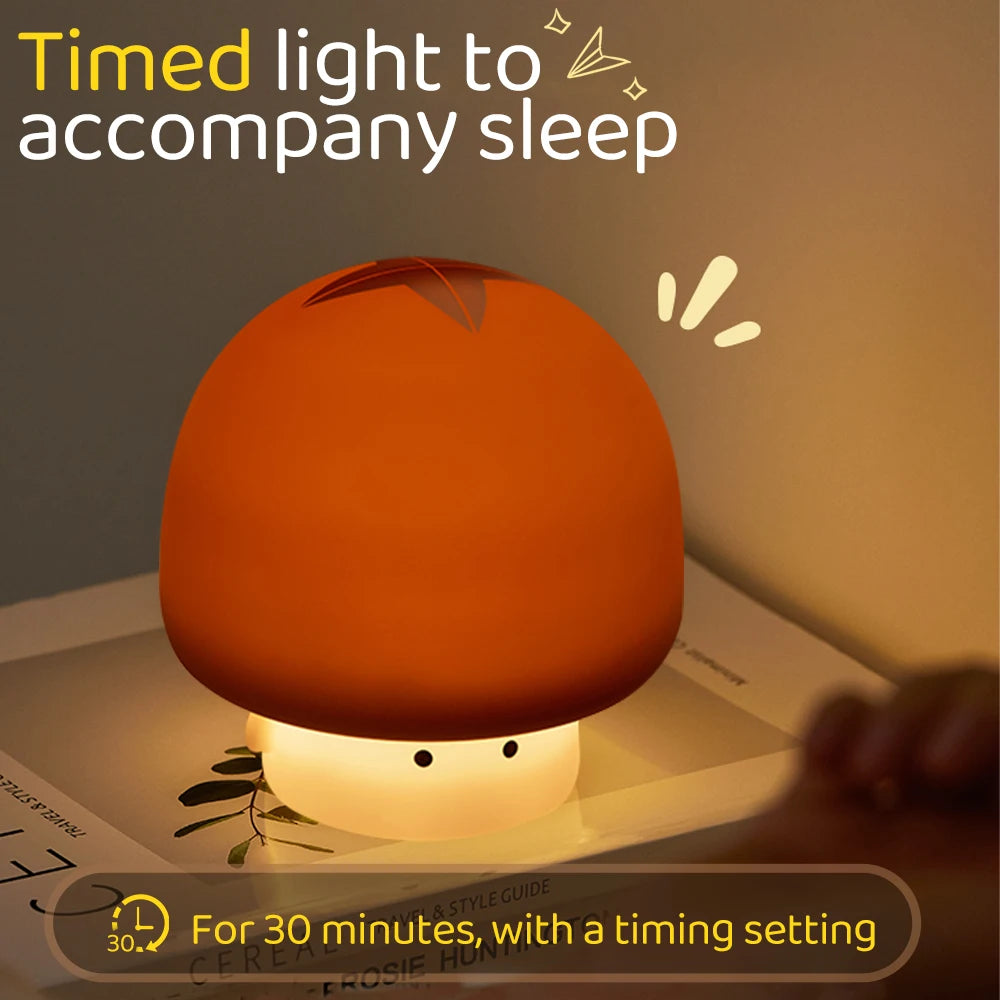 Hug Mushroom Night Light – Soft Silicone LED Lamp for Cozy Rooms