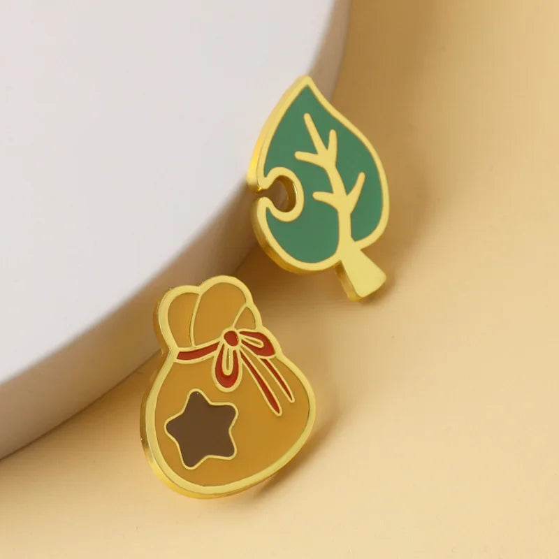 Animal Crossing Leaf Brooch Enamel Pin for Bags, Clothes & Gifts