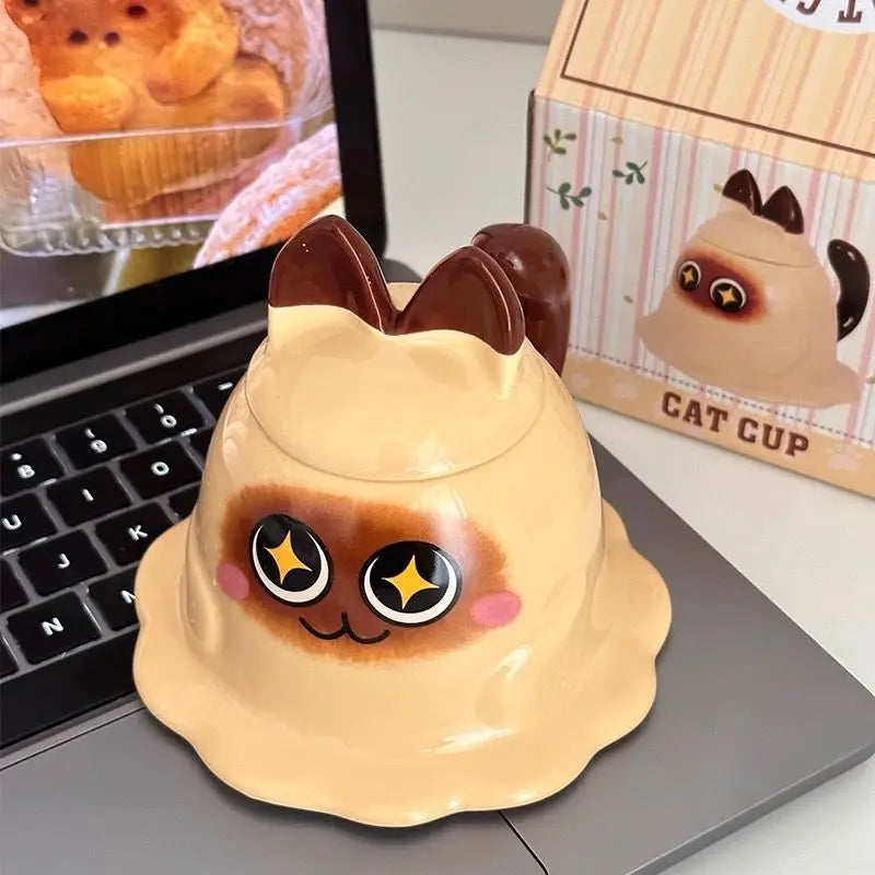 Whisker Mug with Lid – Cozy Cat Ceramic Cup for Coffee, Milk, or Tea
