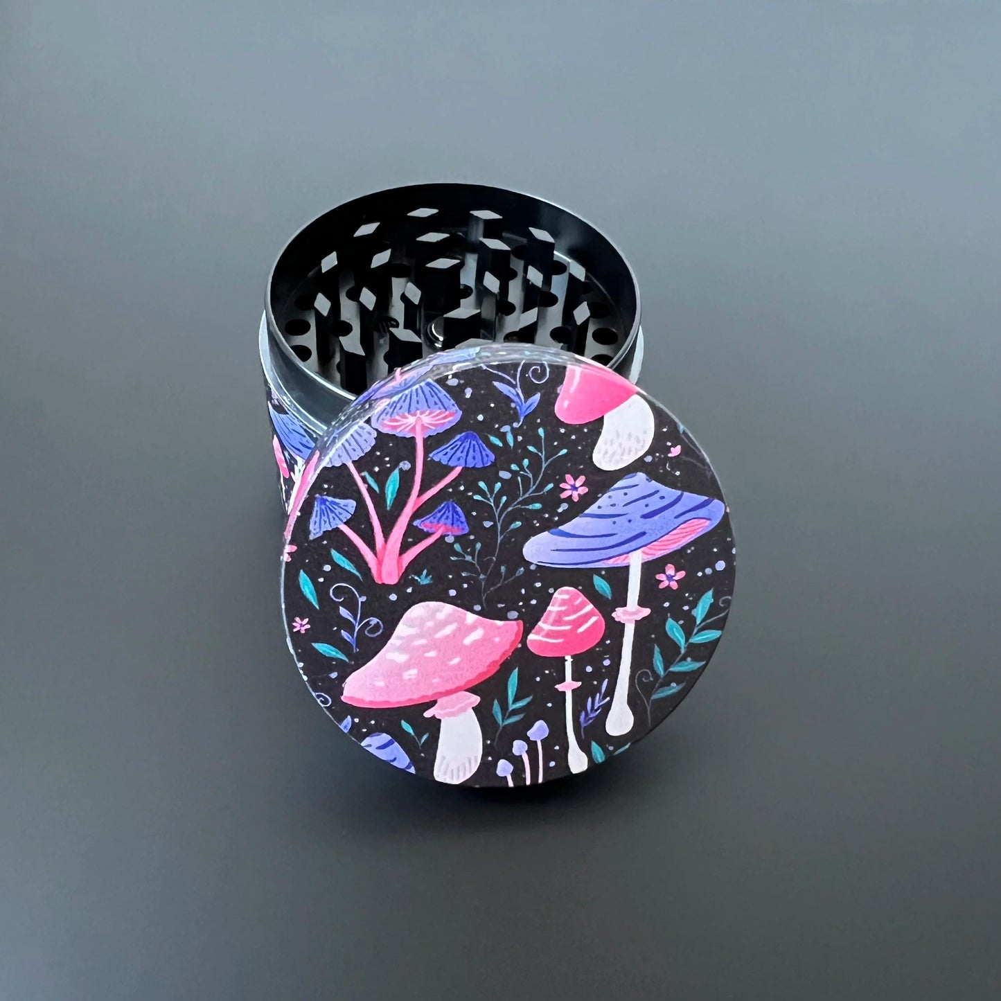 2" Mushroom Herb Grinder – 4-Piece Aluminum Grinder with Pollen Catcher