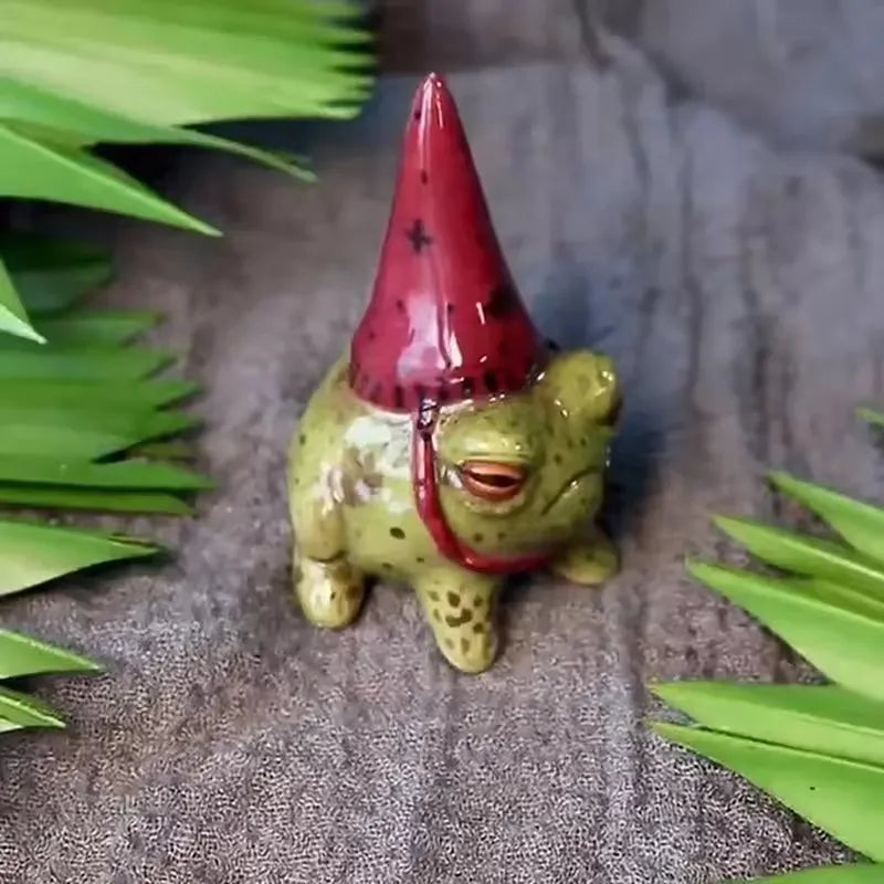 Magical Frog Garden Statues with Witch Hats – Hand-Painted Resin Outdoor Ornaments
