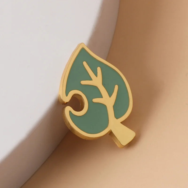 Animal Crossing Leaf Brooch Enamel Pin for Bags, Clothes & Gifts