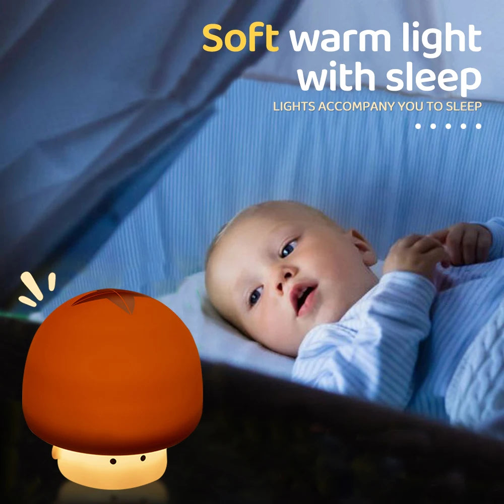 Hug Mushroom Night Light – Soft Silicone LED Lamp for Cozy Rooms