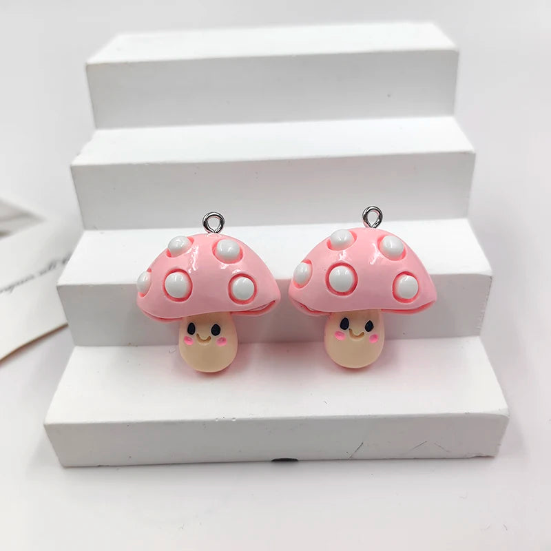 10pcs Kawaii Mushroom Charms – Flatback Resin Charms for Jewelry & Crafts