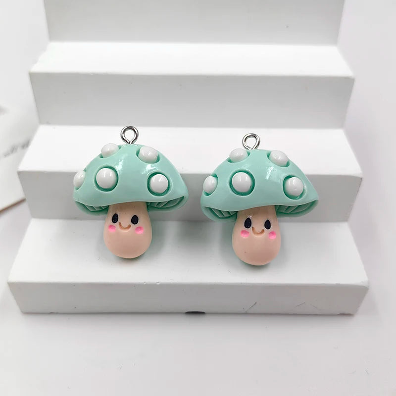 10pcs Kawaii Mushroom Charms – Flatback Resin Charms for Jewelry & Crafts