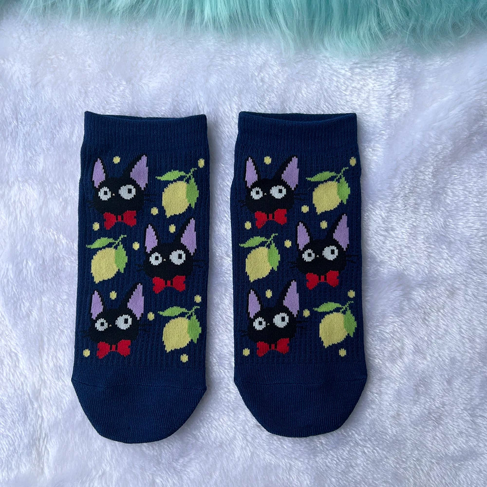 Kawaii Black Cat Socks | Cute Cartoon Crew Socks for Women & Teens – Cozy, Casual & Colorful
