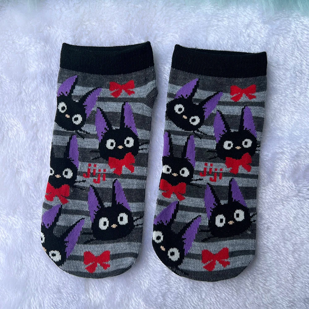 Kawaii Black Cat Socks | Cute Cartoon Crew Socks for Women & Teens – Cozy, Casual & Colorful