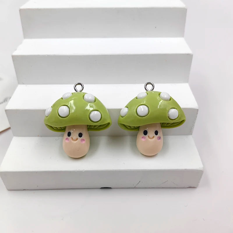 10pcs Kawaii Mushroom Charms – Flatback Resin Charms for Jewelry & Crafts