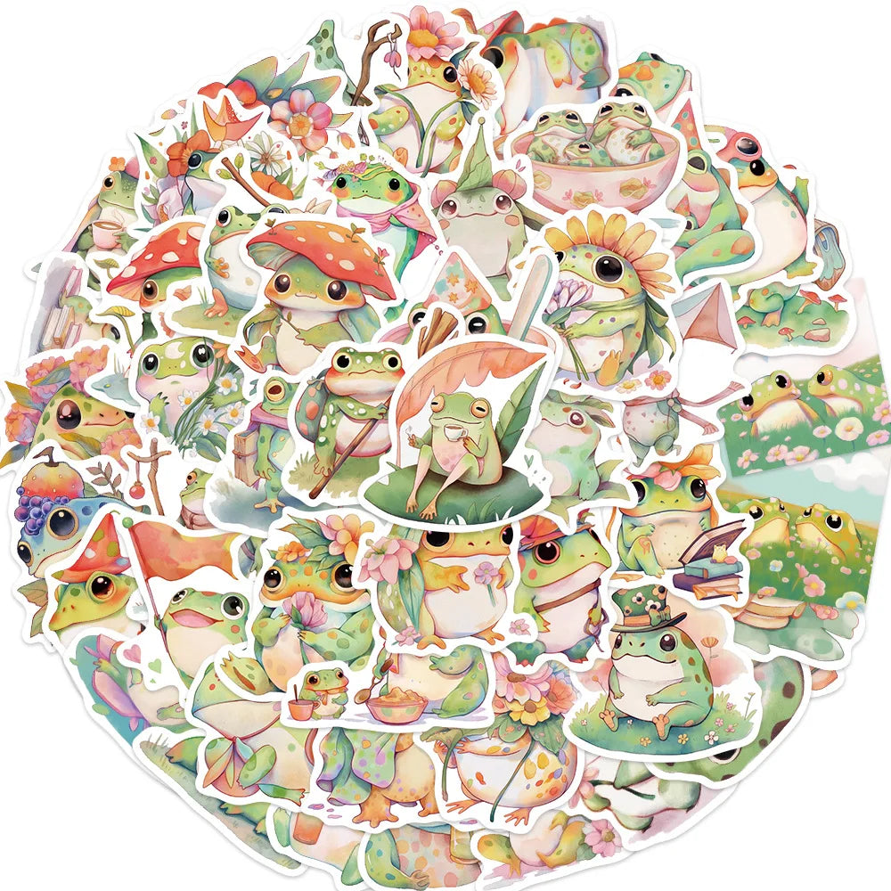 50pcs Kawaii Fat Frog Stickers | Waterproof Cute Vinyl Decals for Water Bottles, Laptops, Skateboards, and More