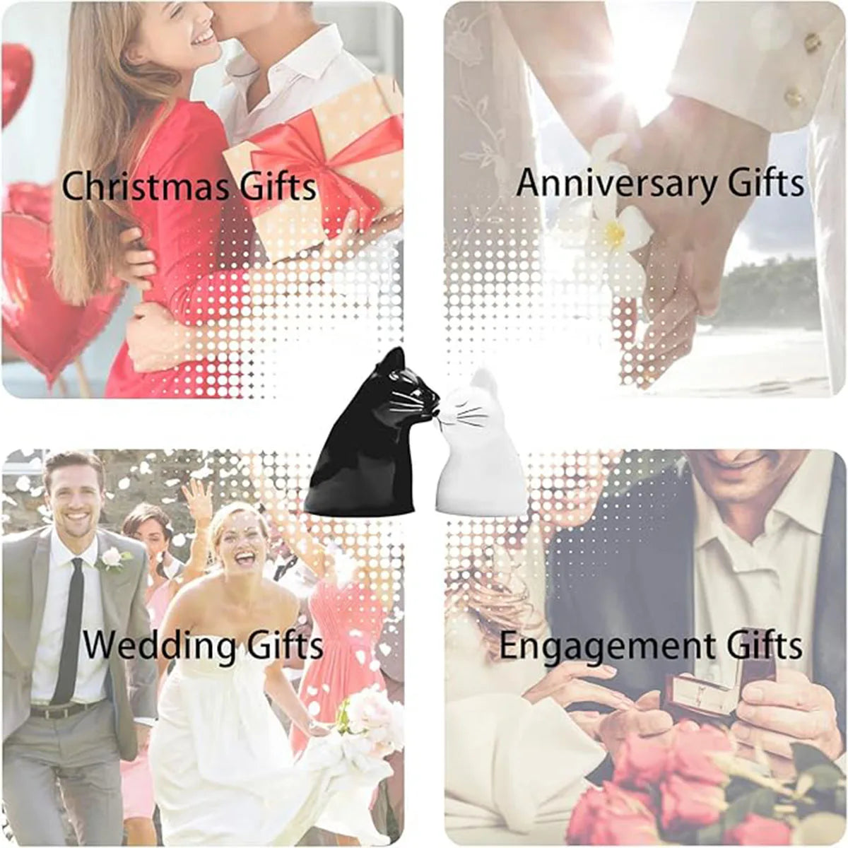 Kissing Cat Couple Mug Set | Ceramic Matching Mugs for Couples, Anniversaries, or Wedding Gifts
