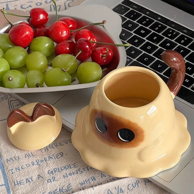 Whisker Mug with Lid – Cozy Cat Ceramic Cup for Coffee, Milk, or Tea