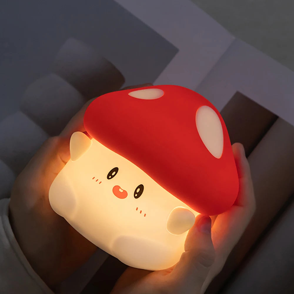 Hug Mushroom Night Light – Soft Silicone LED Lamp for Cozy Rooms
