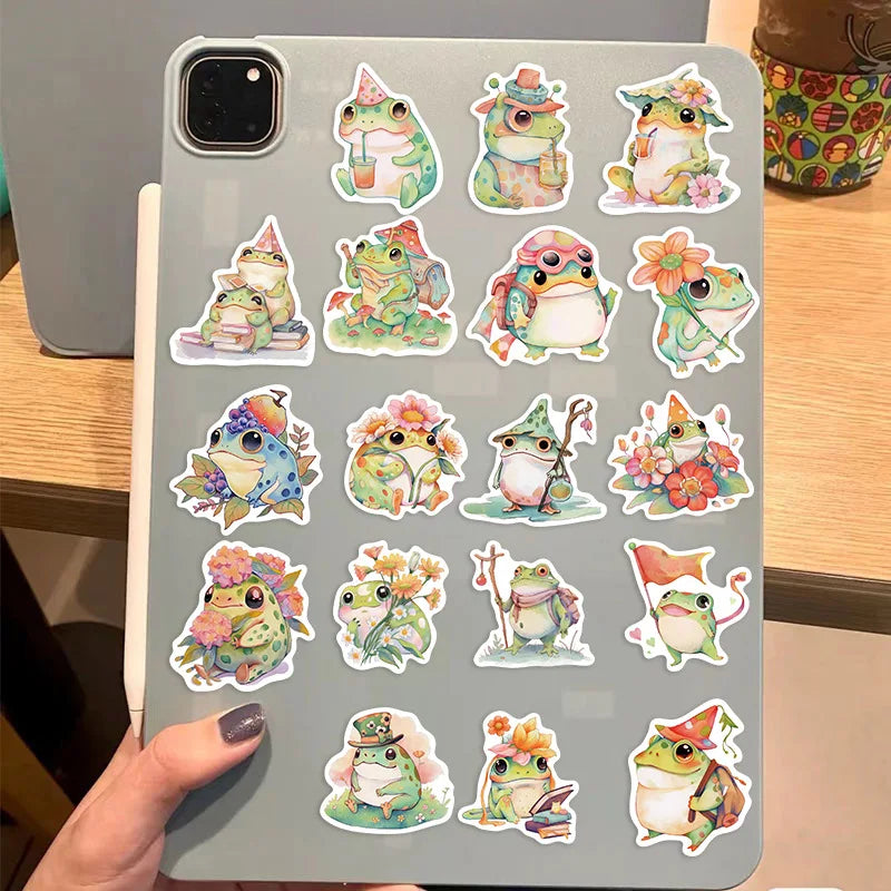 50pcs Kawaii Fat Frog Stickers | Waterproof Cute Vinyl Decals for Water Bottles, Laptops, Skateboards, and More