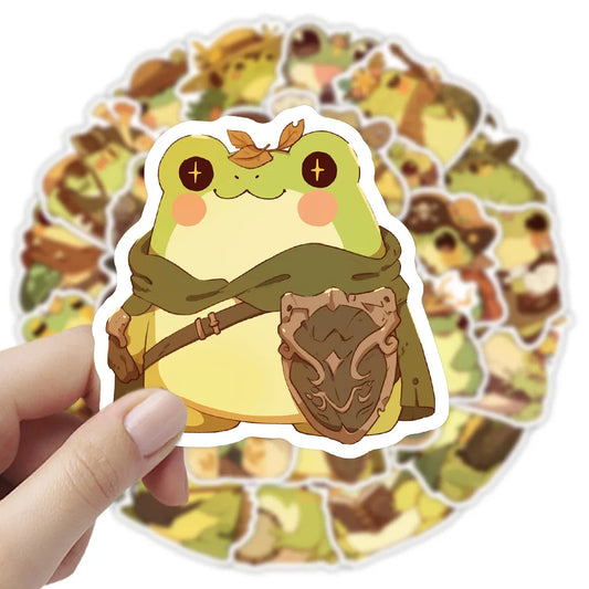 Kawaii Frog Cartoon Stickers Set | 10/30/50pcs Waterproof Retro Style Cute Animal Stickers for Laptop, Phone, Guitar, Skateboard