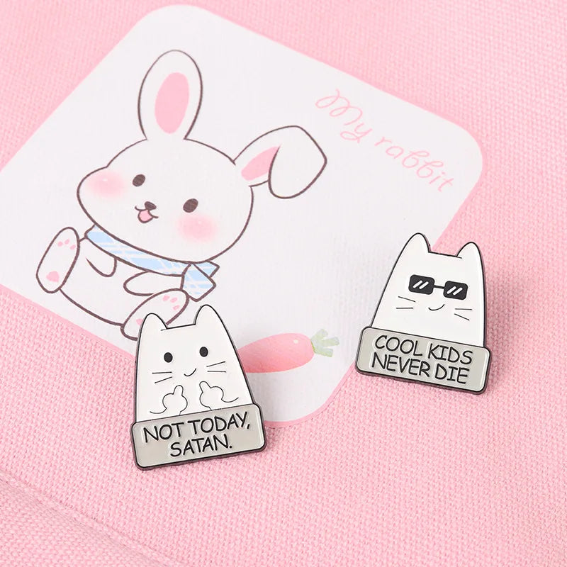 Funny Cartoon Cat Enamel Pins | “I’m Fine” Quote Lapel Badge for Jackets, Backpacks & Gifts