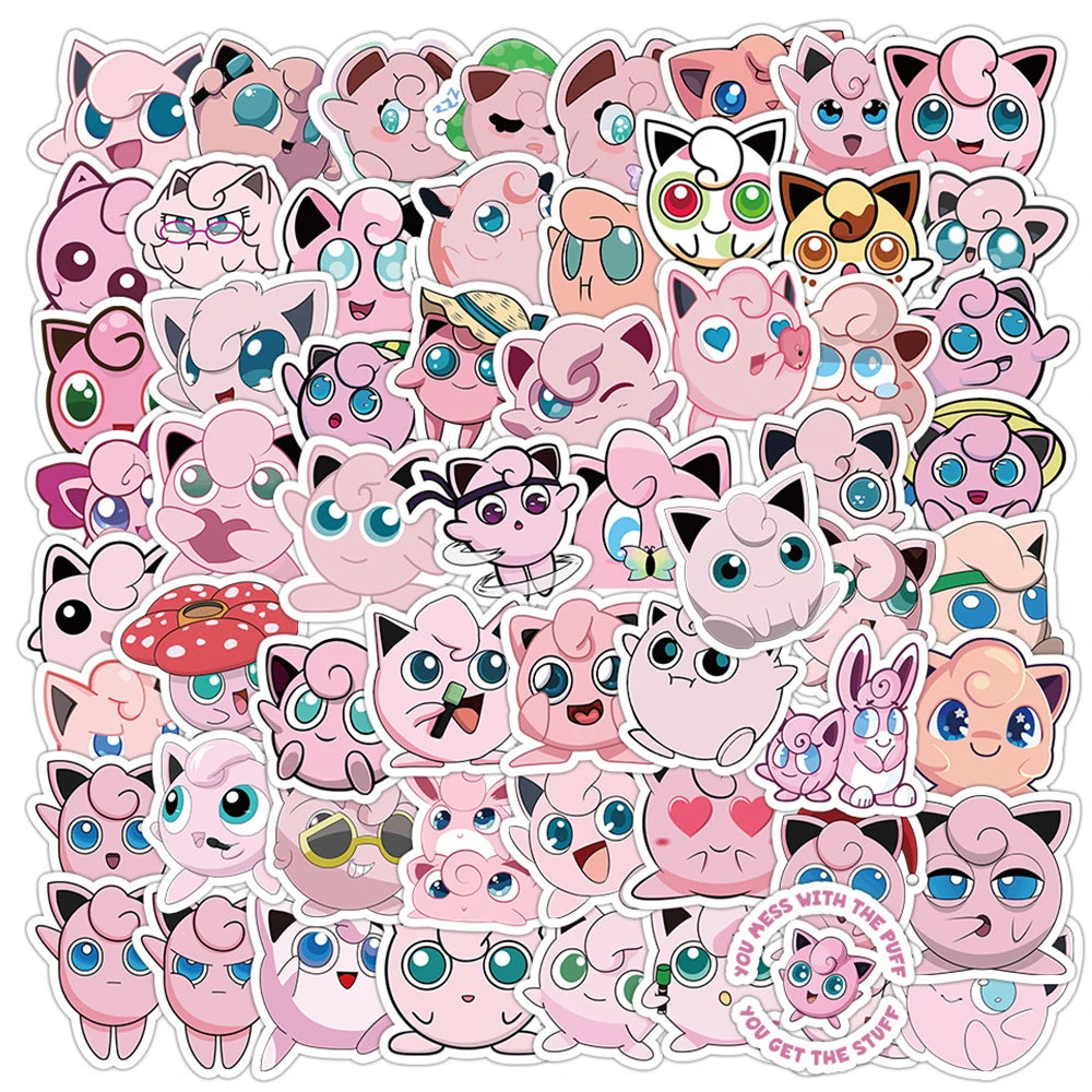 Jigglypuff Sticker Pack – 10/30/60pcs Waterproof Kawaii Pokemon Decals