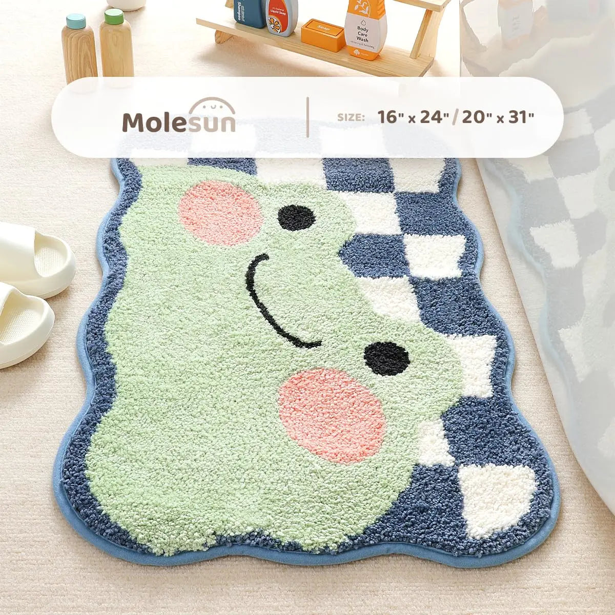 Kawaii Frog Bathroom Rug | Soft Absorbent Non-Slip Washable Bath Mat | Cute Animal Carpet for Cozy Home Decor