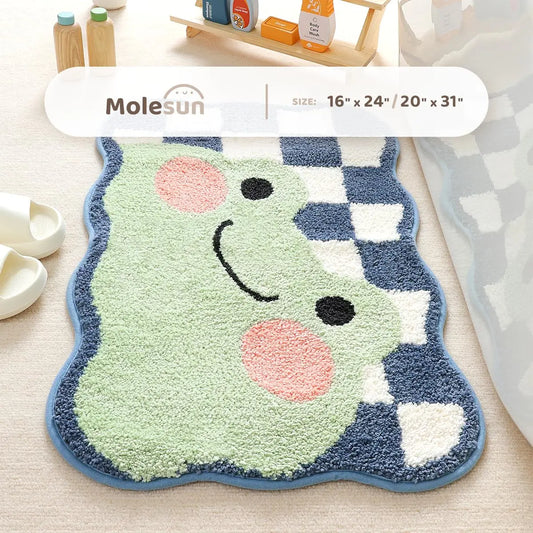 Kawaii Frog Bathroom Rug | Soft Absorbent Non-Slip Washable Bath Mat | Cute Animal Carpet for Cozy Home Decor