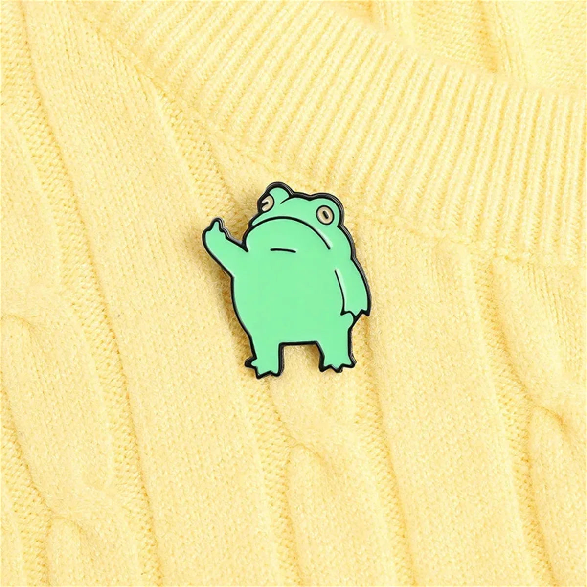 Cute Frog Metal Enamel Brooch - Funny Cartoon Frog Pin for Jackets, Bags, and Clothes