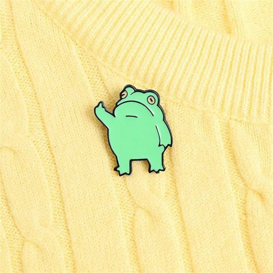Cute Frog Metal Enamel Brooch - Funny Cartoon Frog Pin for Jackets, Bags, and Clothes