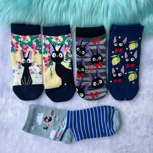 Kawaii Black Cat Socks | Cute Cartoon Crew Socks for Women & Teens – Cozy, Casual & Colorful