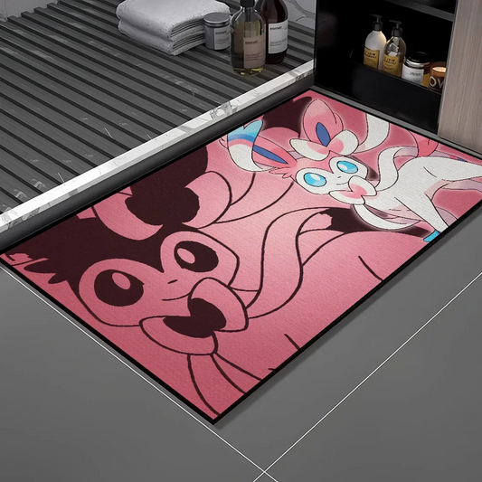 Cute Sylveon Door Mat – Cozy Bedroom, Bath, or Kitchen Rug | Non-Slip & Super Absorbent