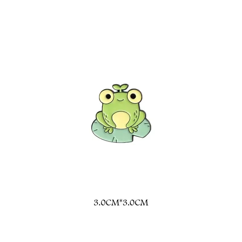 Cute Frog Metal Enamel Brooch - Funny Cartoon Frog Pin for Jackets, Bags, and Clothes