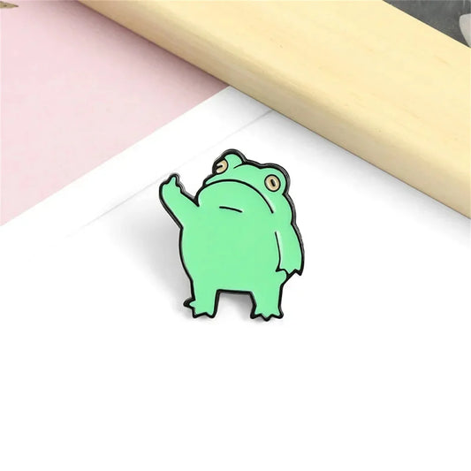 Cute Frog Metal Enamel Brooch - Funny Cartoon Frog Pin for Jackets, Bags, and Clothes