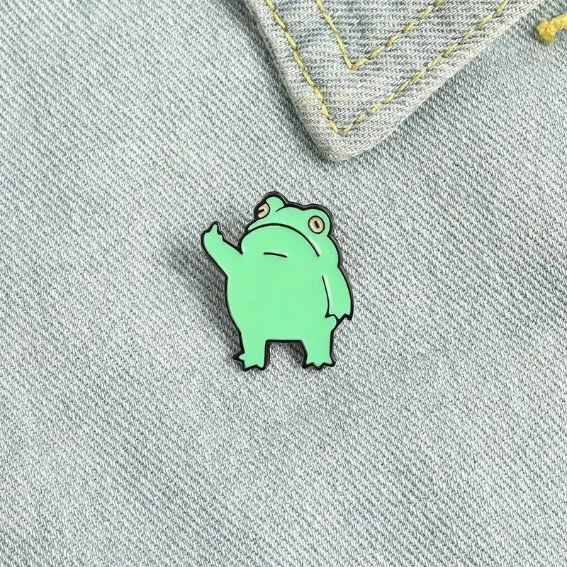Cute Frog Metal Enamel Brooch - Funny Cartoon Frog Pin for Jackets, Bags, and Clothes