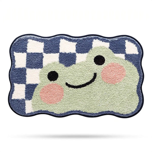 Kawaii Frog Bathroom Rug | Soft Absorbent Non-Slip Washable Bath Mat | Cute Animal Carpet for Cozy Home Decor
