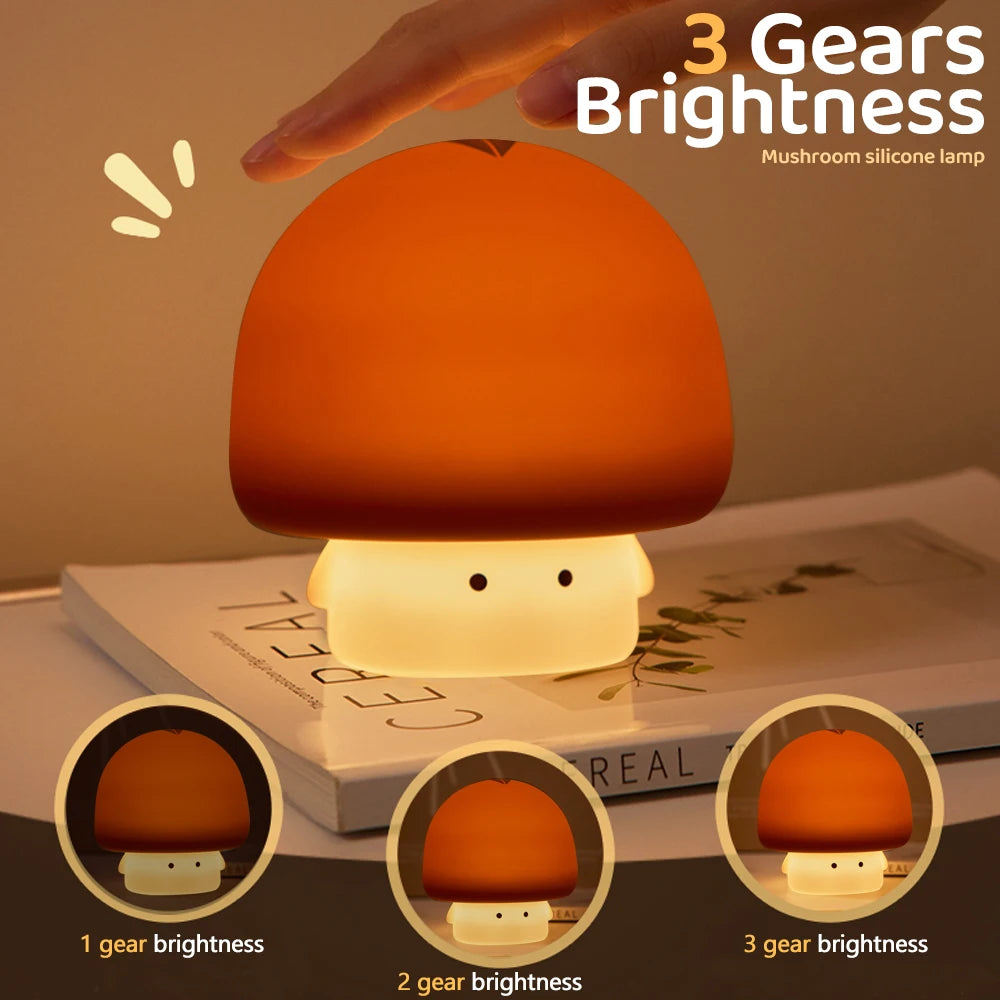 Hug Mushroom Night Light – Soft Silicone LED Lamp for Cozy Rooms