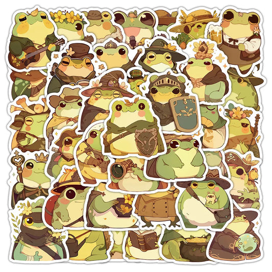 Kawaii Frog Cartoon Stickers Set | 10/30/50pcs Waterproof Retro Style Cute Animal Stickers for Laptop, Phone, Guitar, Skateboard