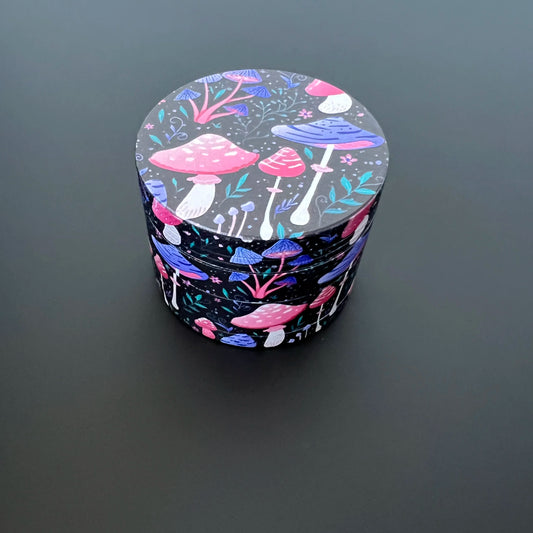 2" Mushroom Herb Grinder – 4-Piece Aluminum Grinder with Pollen Catcher