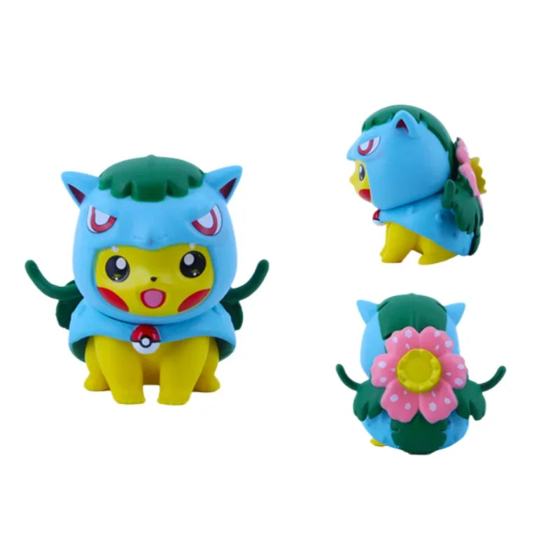 Pokemon Pikachu Cosplay Mini Figures | Cute Anime Sofa Doll Set with Sleeping Bag & Costumes – Fun Collectible Model Toy