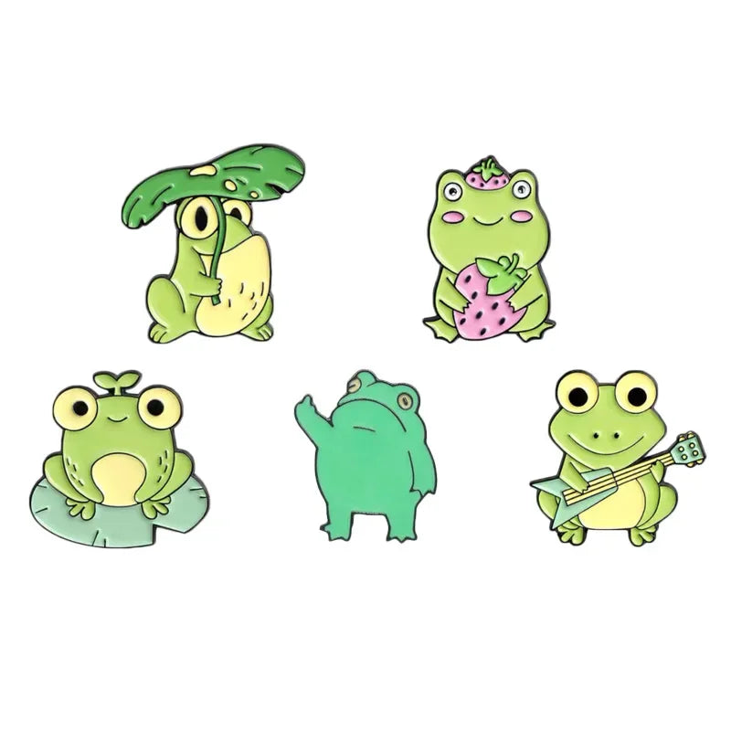 Cute Frog Metal Enamel Brooch - Funny Cartoon Frog Pin for Jackets, Bags, and Clothes