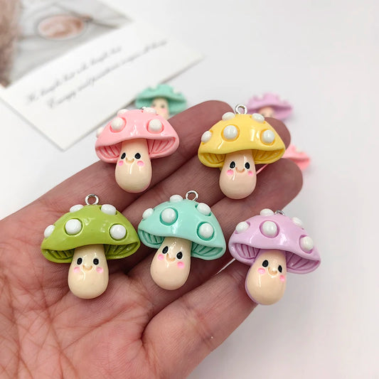 10pcs Kawaii Mushroom Charms – Flatback Resin Charms for Jewelry & Crafts