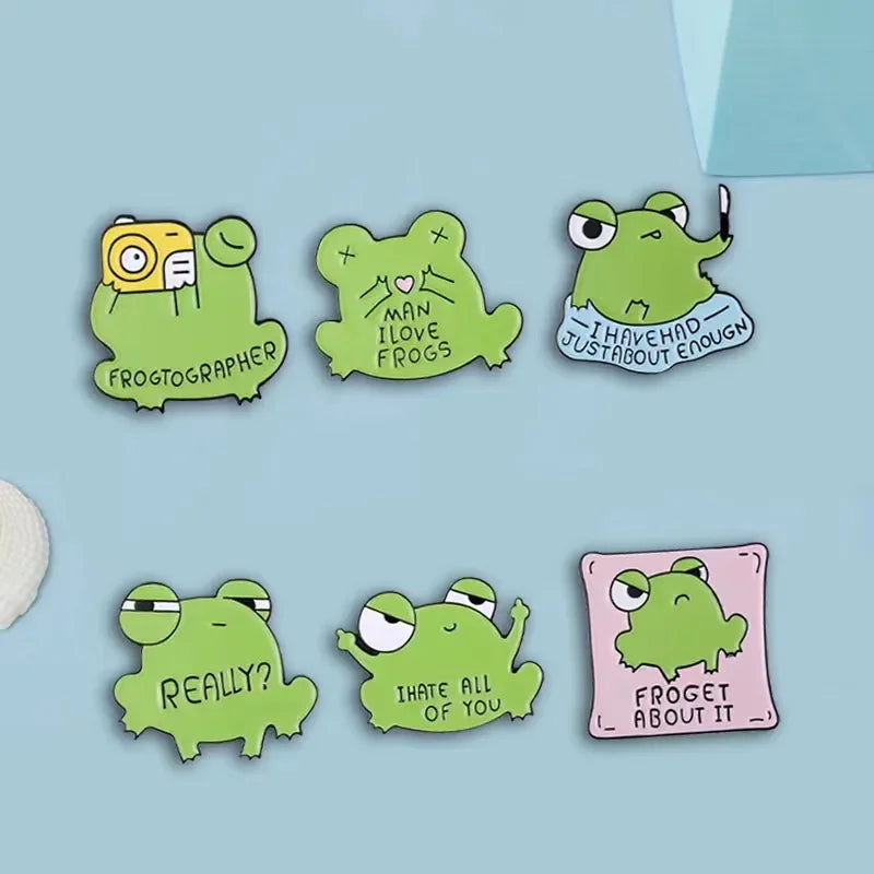 Kawaii Frog Enamel Pins | Cute Funny Frog Brooches for Backpacks, Jackets, and Accessories | Man I Love Frogs Gift