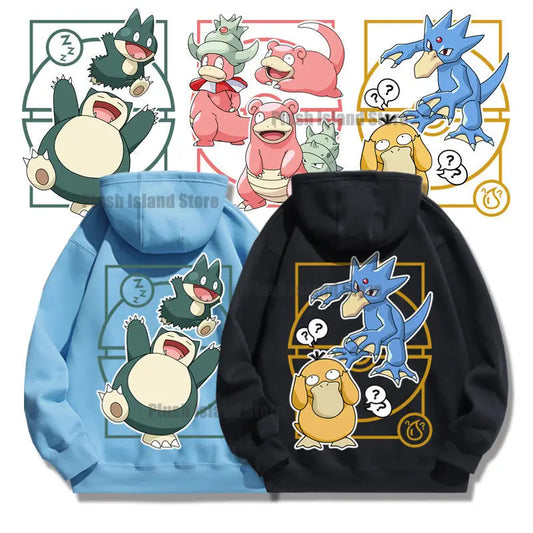 Cozy Pokémon-Inspired Hoodies – Psyduck, Slowpoke & Snorlax Designs for Adults