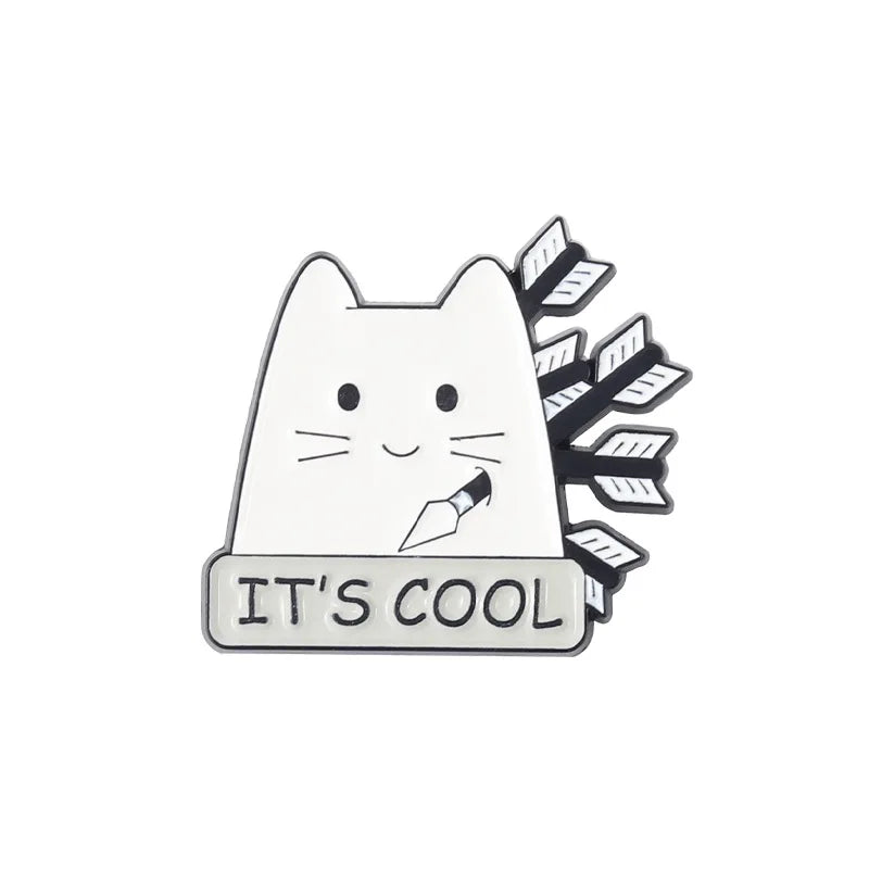 Funny Cartoon Cat Enamel Pins | “I’m Fine” Quote Lapel Badge for Jackets, Backpacks & Gifts