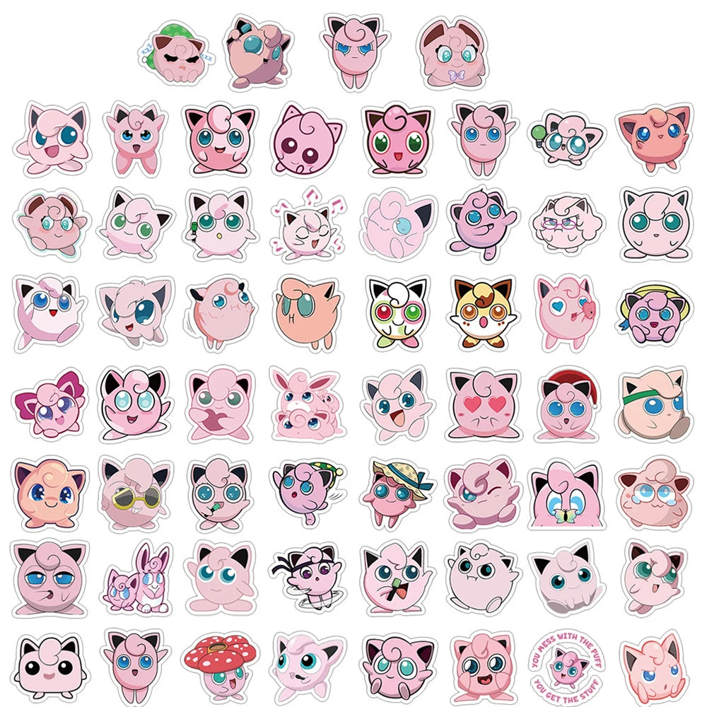 Jigglypuff Sticker Pack – 10/30/60pcs Waterproof Kawaii Pokemon Decals