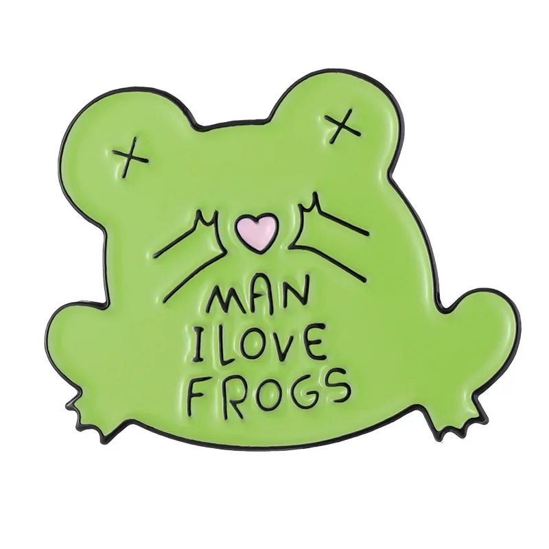 Kawaii Frog Enamel Pins | Cute Funny Frog Brooches for Backpacks, Jackets, and Accessories | Man I Love Frogs Gift