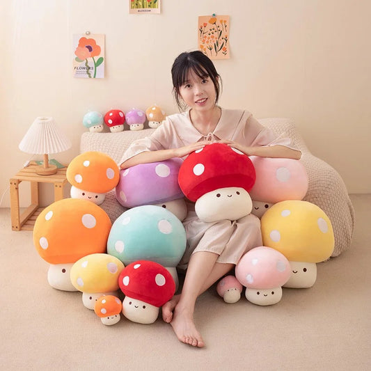 Cute Mushroom Plush Pillow – Soft Stuffed Animal Room Decor Gift