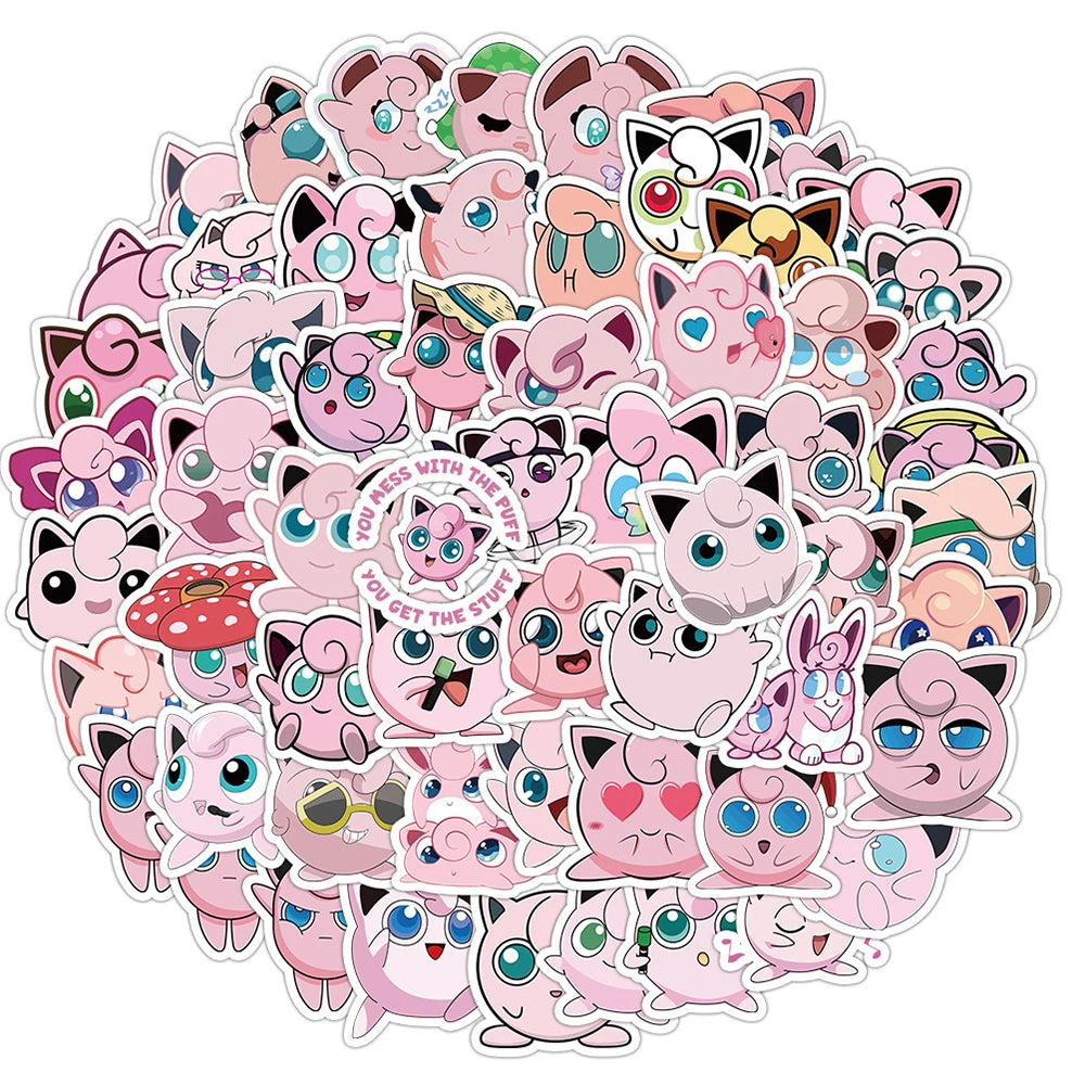 Jigglypuff Sticker Pack – 10/30/60pcs Waterproof Kawaii Pokemon Decals