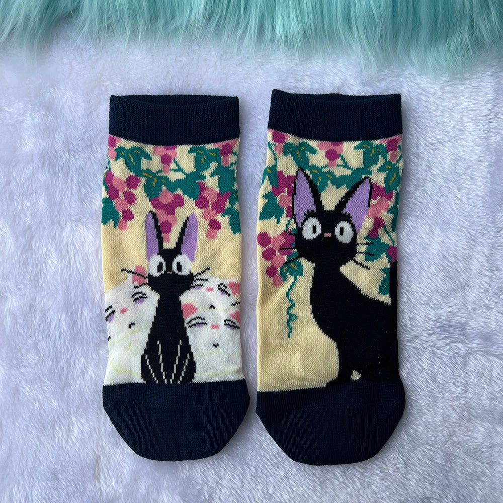 Kawaii Black Cat Socks | Cute Cartoon Crew Socks for Women & Teens – Cozy, Casual & Colorful